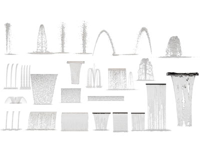 现代喷泉 水景 水柱 瀑布 景观小品