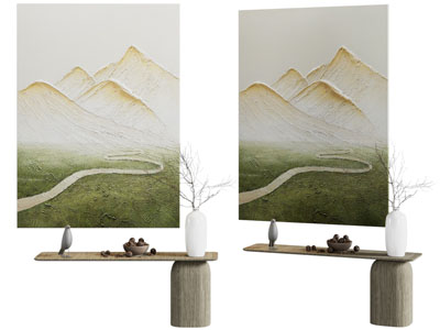 侘寂风山脉装饰挂画3d模型 侘寂风山脉装饰挂画