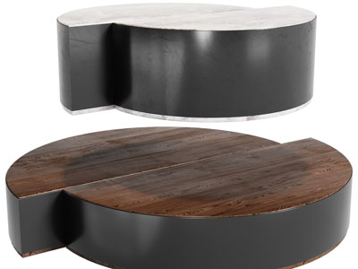 现代错位拼接圆形茶几3d模型 现代错位拼接圆形茶几