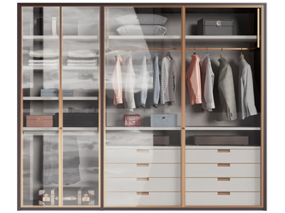 现代玻璃柜门的衣柜3d模型 现代玻璃柜门的衣柜