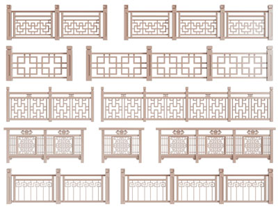 新中式雕花栏杆 扶手 围栏 护栏3d模型 新中式雕花栏杆 扶手 围栏 护栏