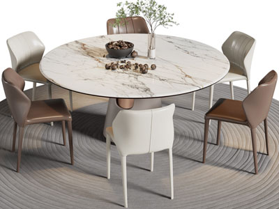 现代圆形餐桌椅组合