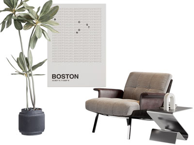 现代休闲椅子 边几 挂画