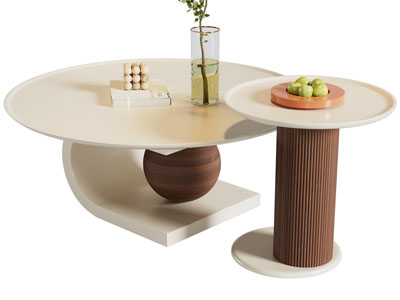 侘寂风圆形边几茶几3d模型 侘寂风圆形边几茶几