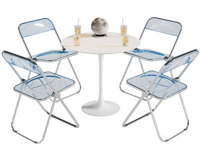 现代亚克力折叠椅子 休闲桌组合