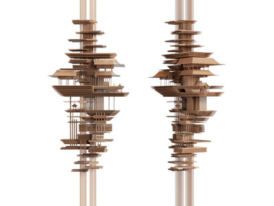 新中式亭台楼阁木雕塑雕刻摆件3d模型 新中式亭台楼阁木雕塑雕刻摆件