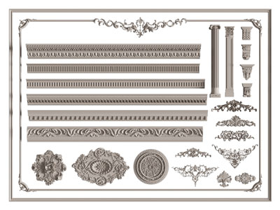 欧式石膏线条 雕花 灯盘 罗马柱子3d模型 欧式石膏线条 雕花 灯盘 罗马柱子