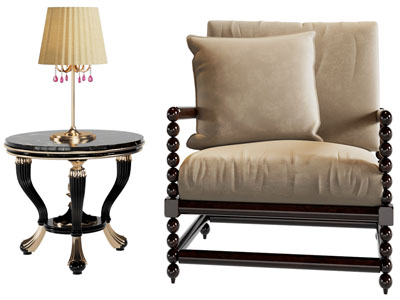 法式休闲椅子 边几