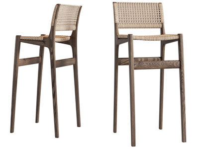 侘寂风实木吧椅