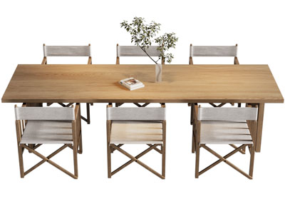 现代实木长方形餐桌椅组合