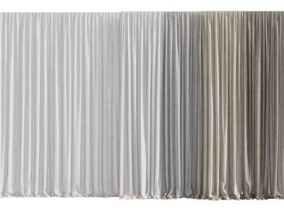 现代布艺窗帘窗纱3d模型 现代布艺窗帘窗纱