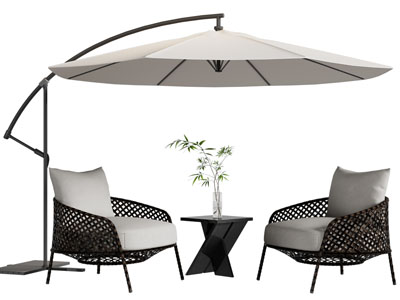 现代户外遮阳伞 休闲椅子 边几