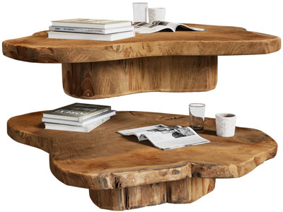 侘寂风异形实木茶几3d模型 侘寂风异形实木茶几