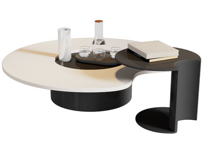 现代黑白拼接茶几 边几3d模型 现代黑白拼接茶几 边几