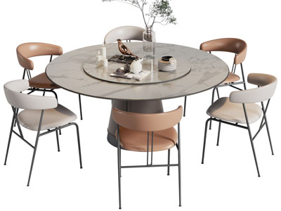 现代圆形餐桌椅组合