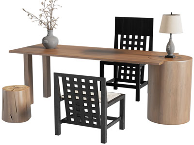 新中式书桌椅组合