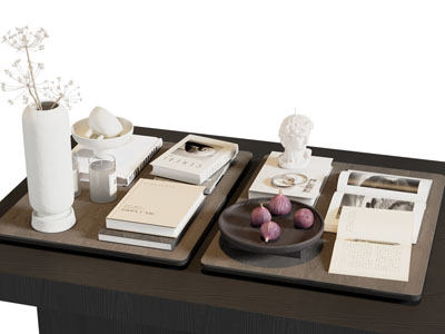 现代书本 雕塑 花瓶花卉摆件组合