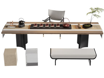 新中式实木茶桌椅组合