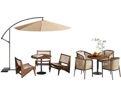 现代户外休闲桌椅组合 遮阳伞