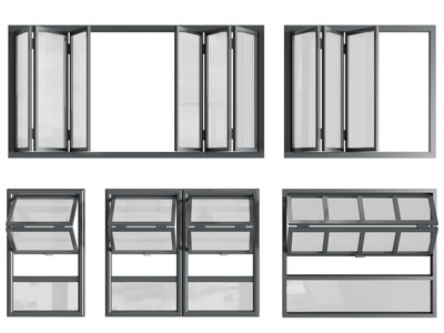 现代折叠推拉窗户