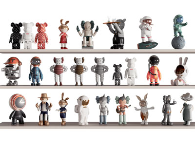 现代暴力熊 Kaws公仔雕塑雕刻摆件组合