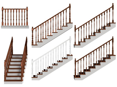 欧式实木栏杆扶手台阶楼梯3d模型 欧式实木栏杆扶手台阶楼梯