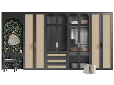 法式带化妆台的衣柜3d模型 法式带化妆台的衣柜