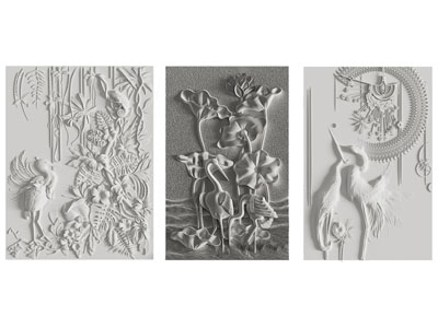 新中式浮雕 装饰挂画3d模型 新中式浮雕 装饰挂画