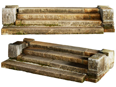 现代长满青苔的石头台阶