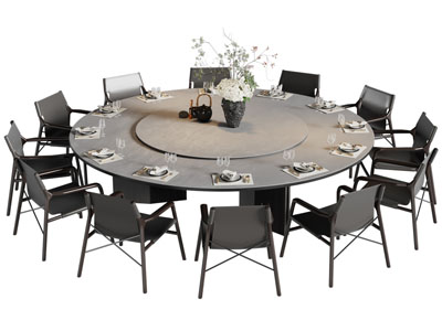 现代圆形餐桌椅组合