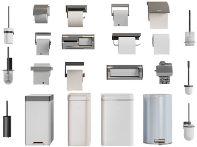 现代垃圾桶 抽纸盒 马桶刷卫浴小件3d模型 现代垃圾桶 抽纸盒 马桶刷卫浴小件