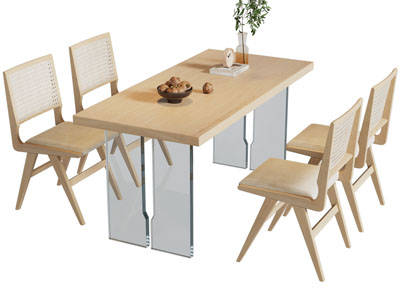 现代长方形餐桌椅组合