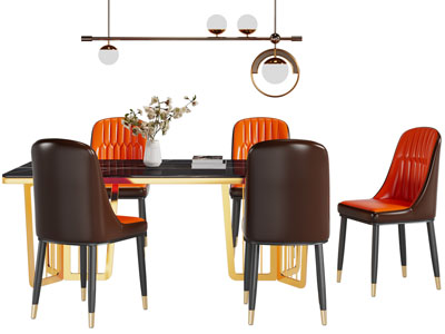 现代长方形餐桌椅组合