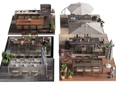 现代户外庭院休闲桌椅组合