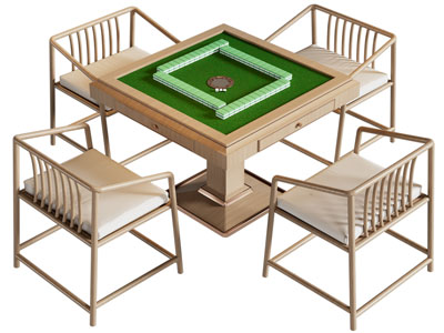 新中式实木方形麻将娱乐桌椅组合