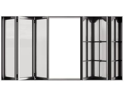 现代黑色边框的折叠推拉门3d模型 现代黑色边框的折叠推拉门