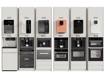 现代饮水机 咖啡机 烤箱厨房电器3d模型 现代饮水机 咖啡机 烤箱厨房电器