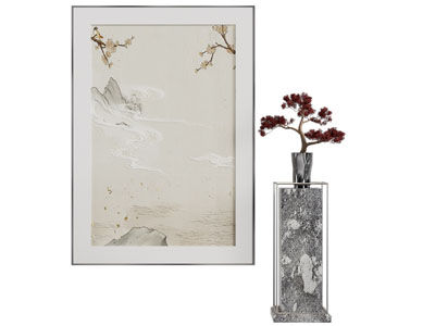 新中式装饰挂画 松树盆景盆栽3d模型 新中式装饰挂画 松树盆景盆栽