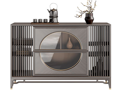新中式实木餐边柜 摆件组合