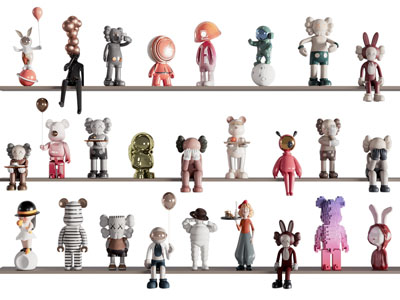 现代暴力熊 Kaws公仔雕塑雕刻摆件组合3d模型 现代暴力熊 Kaws公仔雕塑雕刻摆件组合