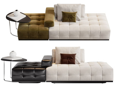 现代布艺多人沙发