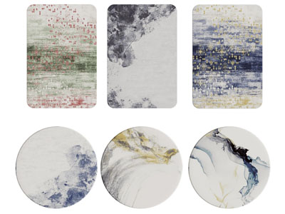 现代方形 圆形地毯3d模型 现代方形 圆形地毯