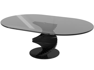 现代椭圆形黑色玻璃茶几3d模型 现代椭圆形黑色玻璃茶几