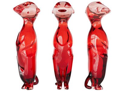 现代红色玻璃动物雕塑摆件