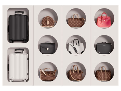 现代箱包 手提包 行李箱展柜