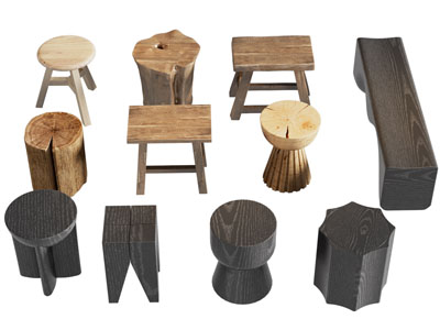 现代圆形 多边形 长方形实木凳子