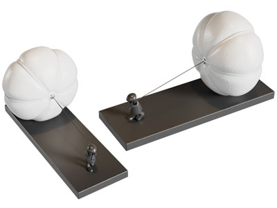 现代拽热气球的孩子摆件组合