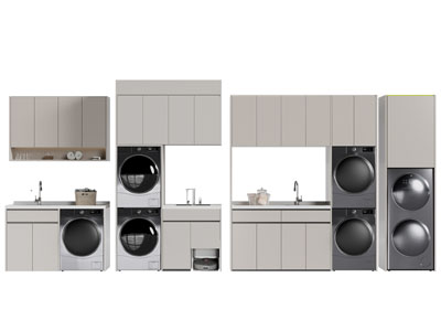 现代阳台洗衣机收纳储物柜