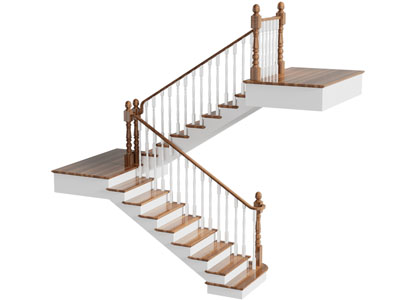 美式实木栏杆旋转楼梯3d模型 美式实木栏杆旋转楼梯