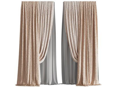 现代窗帘窗纱3d模型 现代窗帘窗纱